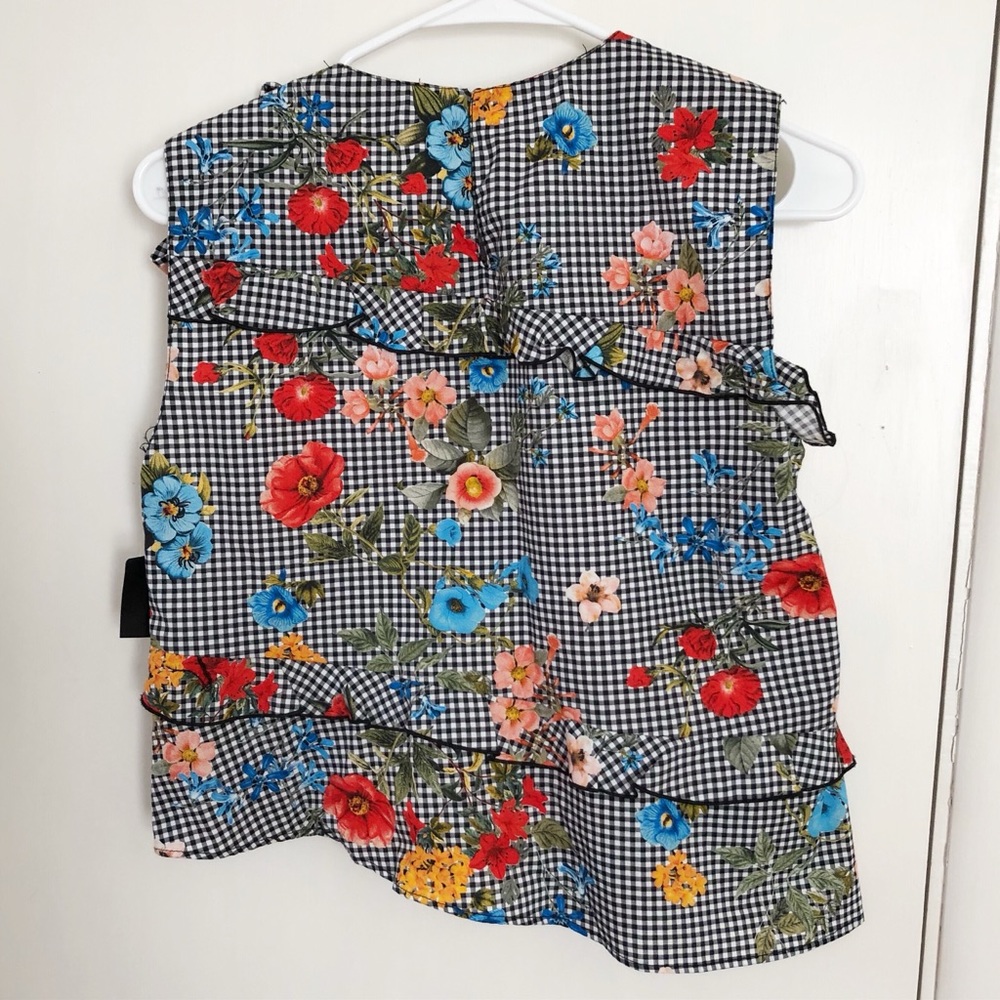 Zara Gingham Floral Ruffle Top - Picture 8 of 11